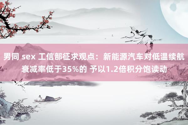 男同 sex 工信部征求观点：新能源汽车对低温续航衰减率低于35%的 予以1.2倍积分饱读动